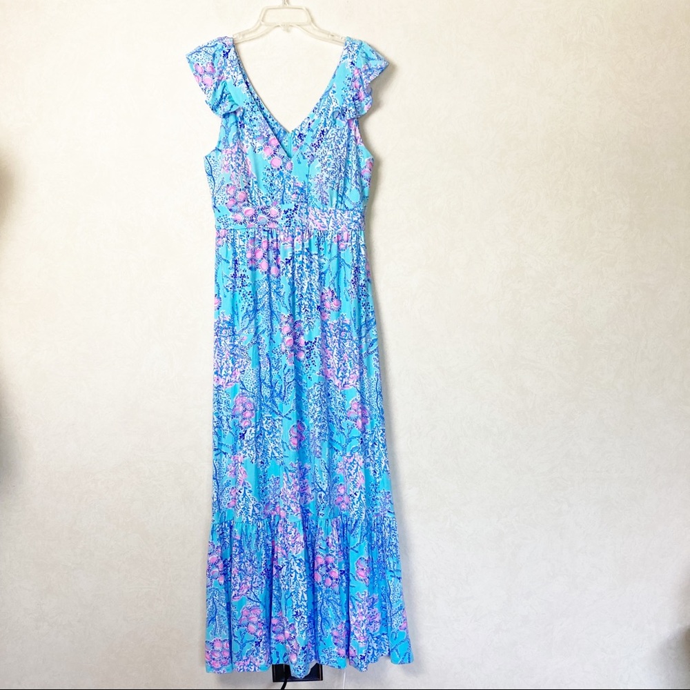 Lilly Pulitzer Blue and Pink Floral Maxi Dress - Picture 4 of 16